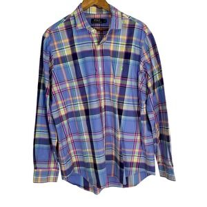 Polo Ralph Lauren Mens XL Classic Fit Plaid Button Down Shirt Blue Green Pink